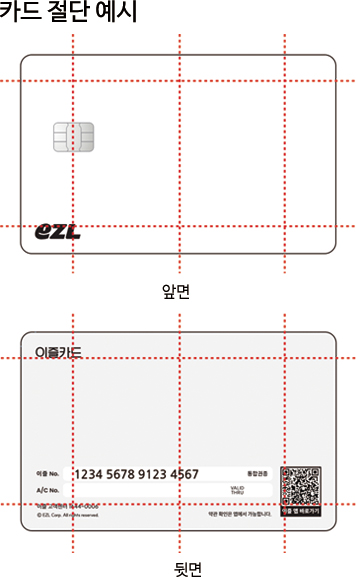 절단 예시 사진, 앞면, 뒷면