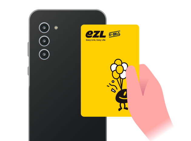 휴대전화에 이즐카드를 태그하는 이미지